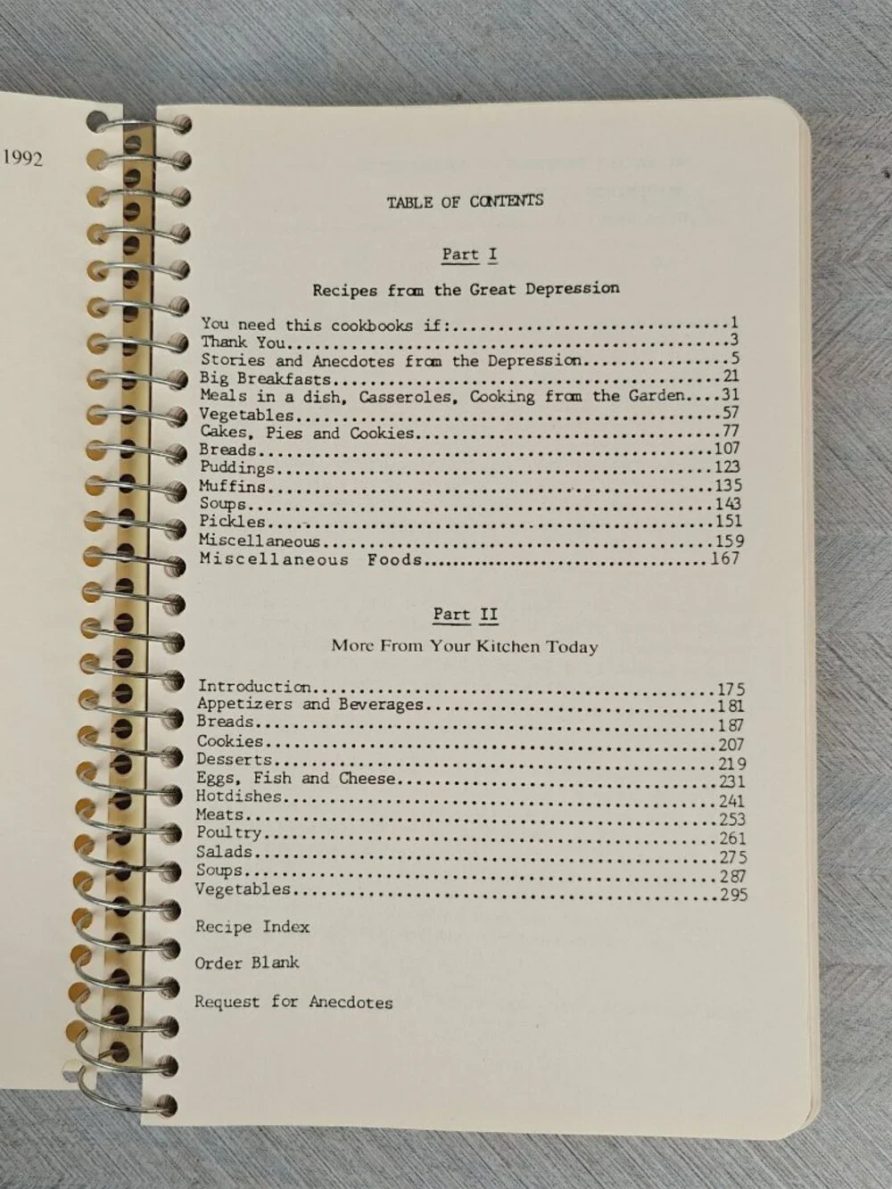 Stories And Recipes Of The Great Depression Rita Van Amber 1992 Spiral-Bound
